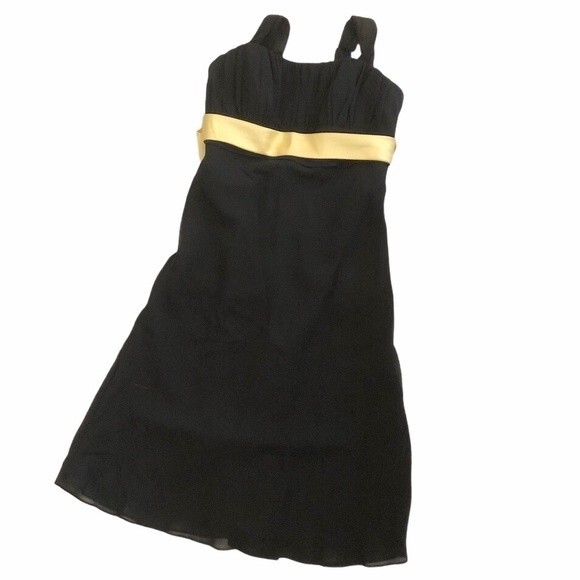 DAVIDS BRIDAL Chiffon Halter Dress Black Yellow All Occasion Sleeveless Size 2 - Picture 6 of 10